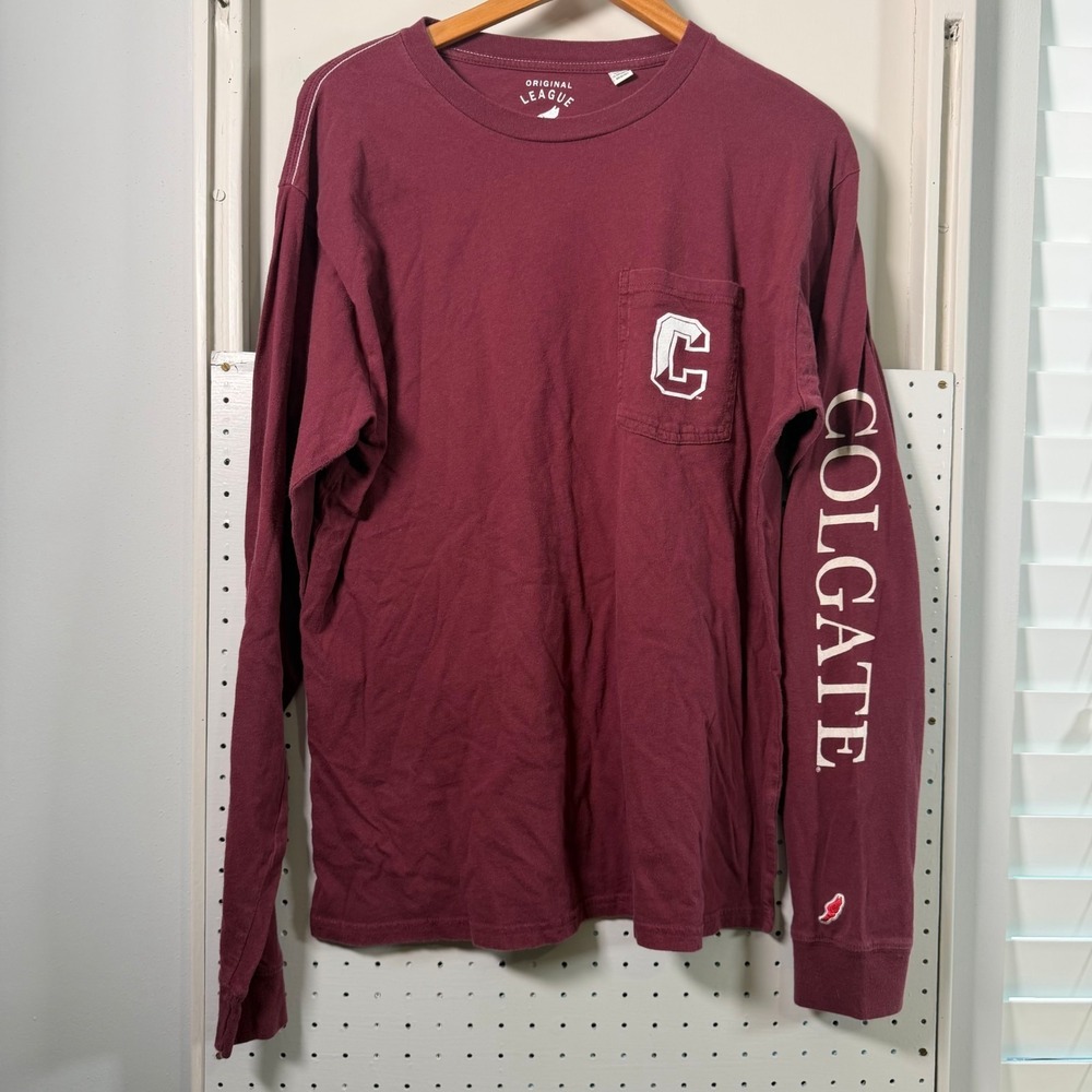 Colgate University Raiders T-Shirt Men's Maroon Graphic Long Sleeve - Large